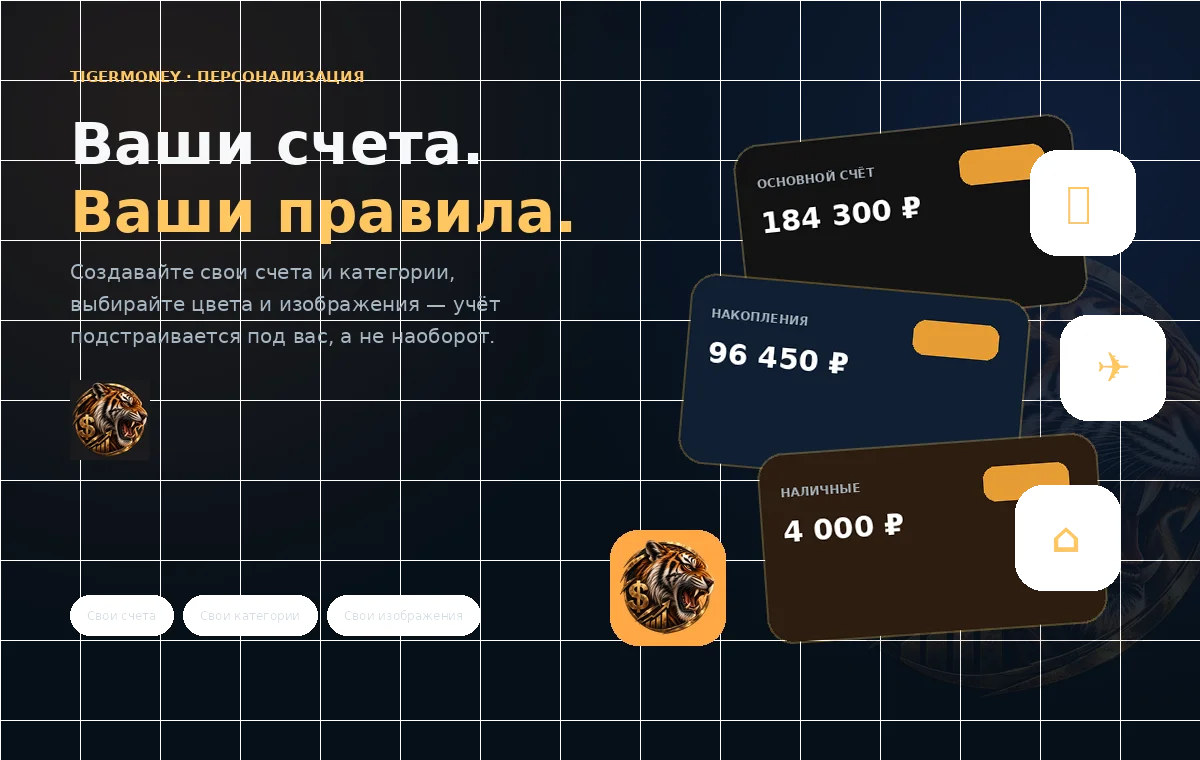 Настройка счетов и категорий TigerMoney